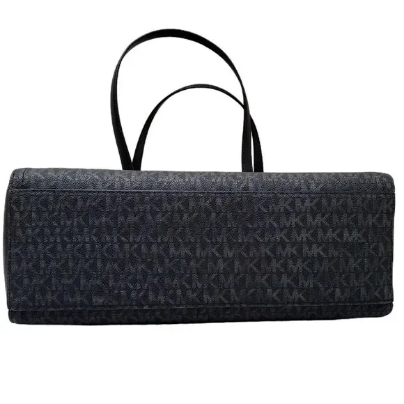 MICHAEL KORS Signature Tote Bag – Black/Charcoal MK Logo, Gold Hardware - Picture 7 of 10